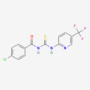 molecular formula C14H9ClF3N3OS B1428469 1-[(4-Chlorophenyl)carbonyl]-3-[5-(trifluoromethyl)pyridin-2-yl]thiourea CAS No. 1353878-23-5