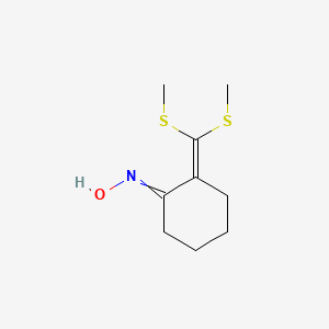 molecular formula C9H15NOS2 B14284746 N-{2-[Bis(methylsulfanyl)methylidene]cyclohexylidene}hydroxylamine CAS No. 118631-08-6