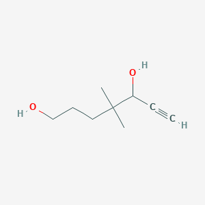 molecular formula C9H16O2 B14284836 4,4-Dimethylhept-6-yne-1,5-diol CAS No. 141824-43-3