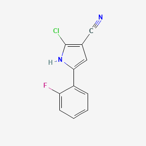 molecular formula C11H6ClFN2 B1428490 2-chloro-5-(2-fluorophenyl)-1H-pyrrole-3-carbonitrile CAS No. 1240948-72-4