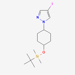 molecular formula C15H27IN2OSi B1428511 1H-吡唑，1-[反式-4-[[(1,1-二甲基乙基)二甲基甲硅烷基]氧基]环己基]-4-碘- CAS No. 1257997-18-4