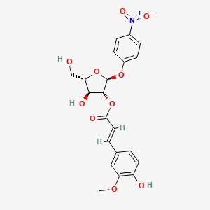 molecular formula C21H21NO10 B1428515 (2S,3R,4S,5S)-4-Hydroxy-5-(hydroxymethyl)-2-(4-nitrophenoxy)tetrahydrofuran-3-yl (E)-3-(4-hydroxy-3-methoxyphenyl)acrylate CAS No. 508220-80-2