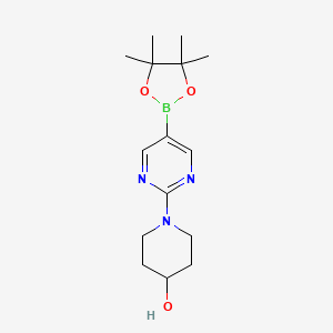 molecular formula C15H24BN3O3 B1428532 1-(5-(4,4,5,5-四甲基-1,3,2-二氧杂硼烷-2-基)嘧啶-2-基)哌啶-4-醇 CAS No. 1202805-26-2