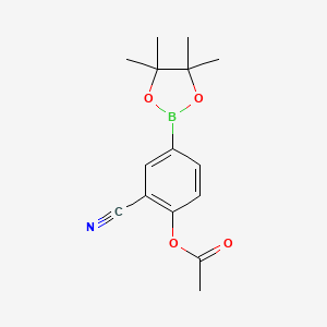 molecular formula C15H18BNO4 B1428574 2-Cyano-4-(4,4,5,5-tetramethyl-1,3,2-dioxaborolan-2-yl)phenyl acetate CAS No. 1292317-52-2
