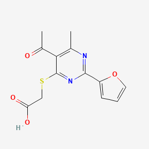 {[5-Acetyl-2-(furan-2-yl)-6-methylpyrimidin-4-yl]sulfanyl}acetic acid