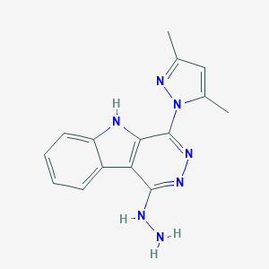 B142874 1-Hydrazino-4-(3,5-dimethyl)-1-pyrazolyl-5H-pyridazino(4,5-b)indole CAS No. 135561-92-1