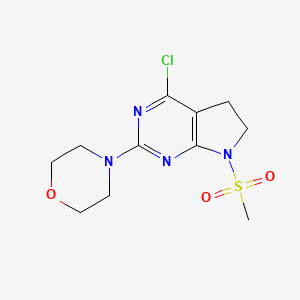 molecular formula C11H15ClN4O3S B1428758 4-(4-氯-7-(甲磺酰基)-6,7-二氢-5H-吡咯并[2,3-d]嘧啶-2-基)吗啉 CAS No. 1178564-27-6
