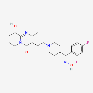 molecular formula C23H28F2N4O3 B1428766 3-(2-(4-((2,4-Difluorophenyl)(hydroxyimino)methyl)piperidin-1-yl)ethyl)-9-hydroxy-2-methyl-6,7,8,9-tetrahydro-4H-pyrido[1,2-a]pyrimidin-4-one CAS No. 1388021-47-3