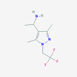 molecular formula C9H14F3N3 B1428812 1-[3,5-二甲基-1-(2,2,2-三氟乙基)-1H-吡唑-4-基]乙胺 CAS No. 1343793-69-0