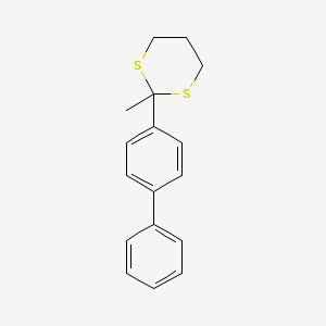 molecular formula C17H18S2 B14288240 1,3-Dithiane, 2-[1,1'-biphenyl]-4-yl-2-methyl- CAS No. 139214-48-5