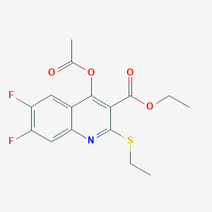molecular formula C16H15F2NO4S B142888 4-乙酰氧基-2-(乙硫基)-6,7-二氟喹啉-3-羧酸乙酯 CAS No. 154330-68-4