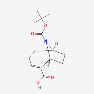 molecular formula C14H21NO4 B14289634 9-Azabicyclo(4.2.1)non-2-ene-2,9-dicarboxylic acid, 9-(1,1-dimethylethyl)ester, (1R)- CAS No. 125736-14-3