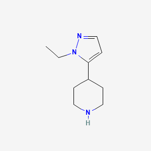 molecular formula C10H17N3 B1429003 4-(1-ethyl-1H-pyrazol-5-yl)piperidine CAS No. 442876-34-8