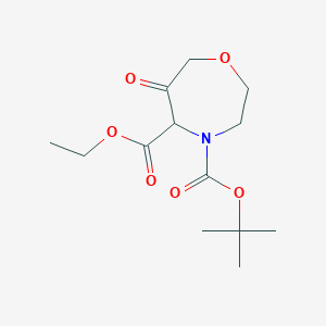 molecular formula C13H21NO6 B1429028 6-氧代-[1,4]氧杂环戊烷-4,5-二羧酸 4-叔丁酯 5-乙酯 CAS No. 1330763-23-9