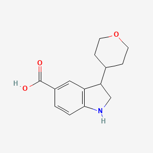 molecular formula C14H17NO3 B1429040 3-(Tetrahydro-2H-pyran-4-yl)indoline-5-carboxylic acid CAS No. 1160248-21-4