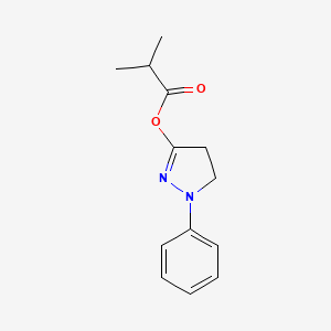 molecular formula C13H16N2O2 B14290424 1-Phenyl-4,5-dihydro-1H-pyrazol-3-yl 2-methylpropanoate CAS No. 114390-44-2