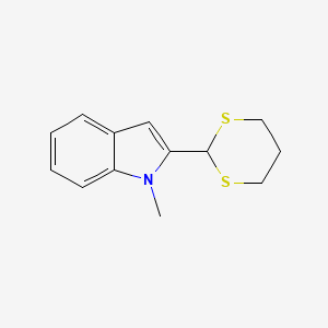 molecular formula C13H15NS2 B14290440 2-(1,3-Dithian-2-yl)-1-methyl-1H-indole CAS No. 123371-54-0