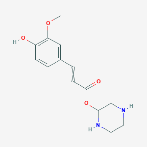 molecular formula C14H18N2O4 B14290443 Piperazin-2-yl 3-(4-hydroxy-3-methoxyphenyl)prop-2-enoate CAS No. 123743-85-1