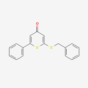 molecular formula C18H14OS2 B14290671 2-(Benzylsulfanyl)-6-phenyl-4H-thiopyran-4-one CAS No. 113544-17-5