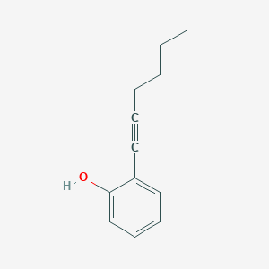 molecular formula C12H14O B14290735 Phenol, 2-(1-hexynyl)- CAS No. 125345-27-9