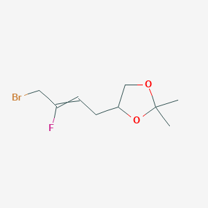 molecular formula C9H14BrFO2 B14290975 4-(4-Bromo-3-fluorobut-2-en-1-yl)-2,2-dimethyl-1,3-dioxolane CAS No. 114233-07-7