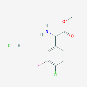 molecular formula C9H10Cl2FNO2 B1429104 Methyl 2-amino-2-(4-chloro-3-fluorophenyl)acetate hydrochloride CAS No. 1395078-35-9