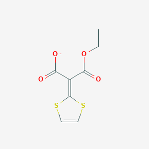 molecular formula C8H7O4S2- B14291040 2-(2H-1,3-Dithiol-2-ylidene)-3-ethoxy-3-oxopropanoate CAS No. 113998-00-8