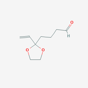 molecular formula C9H14O3 B14291052 4-(2-Ethenyl-1,3-dioxolan-2-yl)butanal CAS No. 113281-33-7