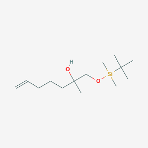 molecular formula C14H30O2Si B14291158 6-Hepten-2-ol, 1-[[(1,1-dimethylethyl)dimethylsilyl]oxy]-2-methyl- CAS No. 117133-47-8