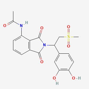 molecular formula C19H18N2O7S B1429129 Acetamide, N-[2-[(1S)-1-(3,4-dihydroxyphenyl)-2-(methylsulfonyl)ethyl]-2,3-dihydro-1,3-dioxo-1H-isoindol-4-yl]- CAS No. 1384439-79-5