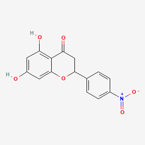 molecular formula C15H11NO6 B14291375 5,7-Dihydroxy-2-(4-nitrophenyl)-2,3-dihydro-4H-1-benzopyran-4-one CAS No. 115809-03-5