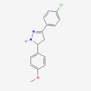 molecular formula C16H15ClN2O B14291438 3-(4-Chlorophenyl)-5-(4-methoxyphenyl)-4,5-dihydro-1H-pyrazole CAS No. 126571-62-8