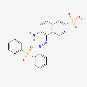 molecular formula C22H17N3O5S2 B14291617 6-Amino-5-{(E)-[2-(benzenesulfonyl)phenyl]diazenyl}naphthalene-2-sulfonic acid CAS No. 113737-25-0