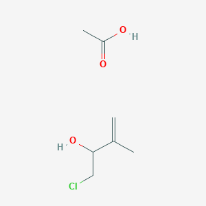 molecular formula C7H13ClO3 B14291737 Acetic acid;1-chloro-3-methylbut-3-en-2-ol CAS No. 113358-49-9