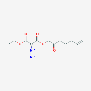 2-Diazonio-3-ethoxy-3-oxo-1-[(2-oxohept-6-en-1-yl)oxy]prop-1-en-1-olate