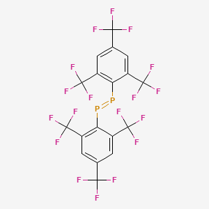 molecular formula C18H4F18P2 B14292090 Diphosphene, bis[2,4,6-tris(trifluoromethyl)phenyl]- CAS No. 124927-10-2