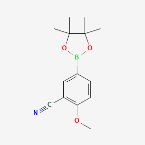 molecular formula C14H18BNO3 B1429211 2-Methoxy-5-(4,4,5,5-tetramethyl-1,3,2-dioxaborolan-2-yl)benzonitrile CAS No. 1220219-22-6
