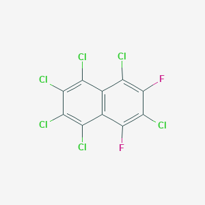 molecular formula C10Cl6F2 B14292220 1,2,3,4,5,7-Hexachloro-6,8-difluoronaphthalene CAS No. 129697-93-4