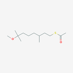 molecular formula C13H26O2S B14292342 S-(7-Methoxy-3,7-dimethyloctyl) ethanethioate CAS No. 113869-67-3