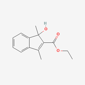 molecular formula C14H16O3 B14292468 ethyl 1-hydroxy-1,3-dimethyl-1H-indene-2-carboxylate CAS No. 117583-11-6