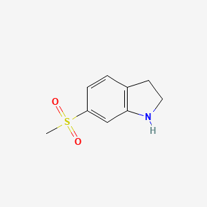 molecular formula C9H11NO2S B1429251 1H-Indole, 2,3-dihydro-6-(methylsulfonyl)- CAS No. 927427-56-3