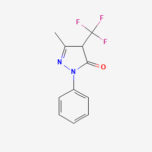 molecular formula C11H9F3N2O B14292876 5-methyl-2-phenyl-4-(trifluoromethyl)-4H-pyrazol-3-one 