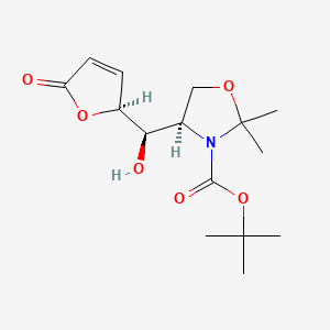 molecular formula C15H23NO6 B14292895 3-Oxazolidinecarboxylic acid, 4-((2,5-dihydro-5-oxo-2-furanyl)hydroxymethyl)-2,2-dimethyl-, 1,1-dimethylethyl ester, (4R-(4R*(R*(S*))))- CAS No. 127997-06-2