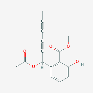 Benzoic acid, 2-[1-(acetyloxy)-2,4-hexadiynyl]-6-hydroxy-, methyl ester