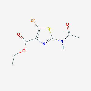 molecular formula C8H9BrN2O3S B14293048 4-Thiazolecarboxylic acid, 2-(acetylamino)-5-bromo-, ethyl ester CAS No. 128014-67-5