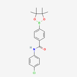 molecular formula C19H21BClNO3 B1429310 N-(4-Chloro-phenyl)-4-(4,4,5,5-tetramethyl-[1,3,2]dioxaborolan-2-yl)-benzamide CAS No. 2096339-42-1