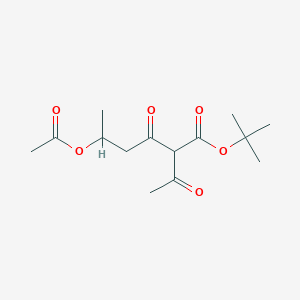 molecular formula C14H22O6 B14293107 Tert-butyl 2-acetyl-5-(acetyloxy)-3-oxohexanoate CAS No. 113802-17-8