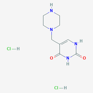 molecular formula C9H16Cl2N4O2 B1429315 5-(piperazin-1-ylmethyl)pyrimidine-2,4(1H,3H)-dione dihydrochloride CAS No. 1351612-06-0