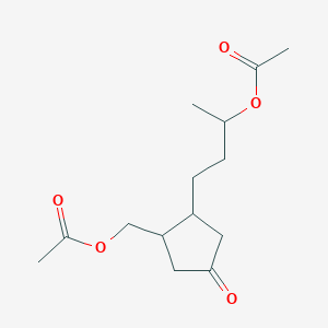 molecular formula C14H22O5 B14293199 {2-[3-(Acetyloxy)butyl]-4-oxocyclopentyl}methyl acetate CAS No. 112768-18-0