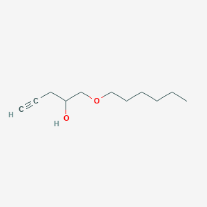 molecular formula C11H20O2 B14293277 1-(Hexyloxy)pent-4-YN-2-OL CAS No. 113273-22-6